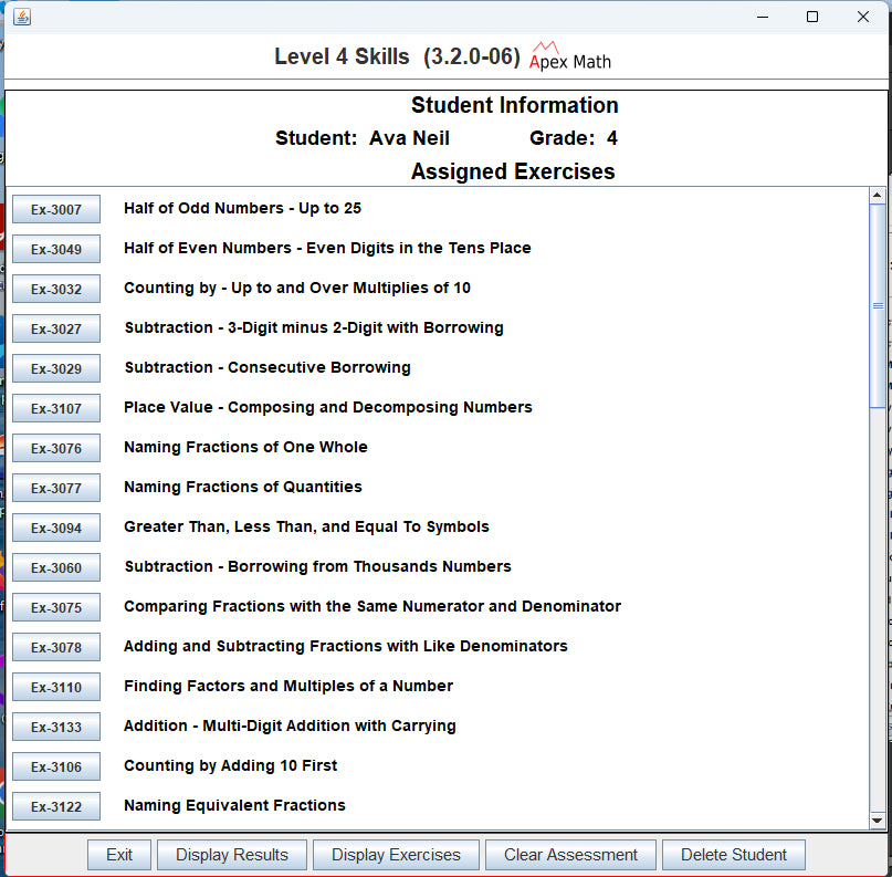 Grade Level 4 Math